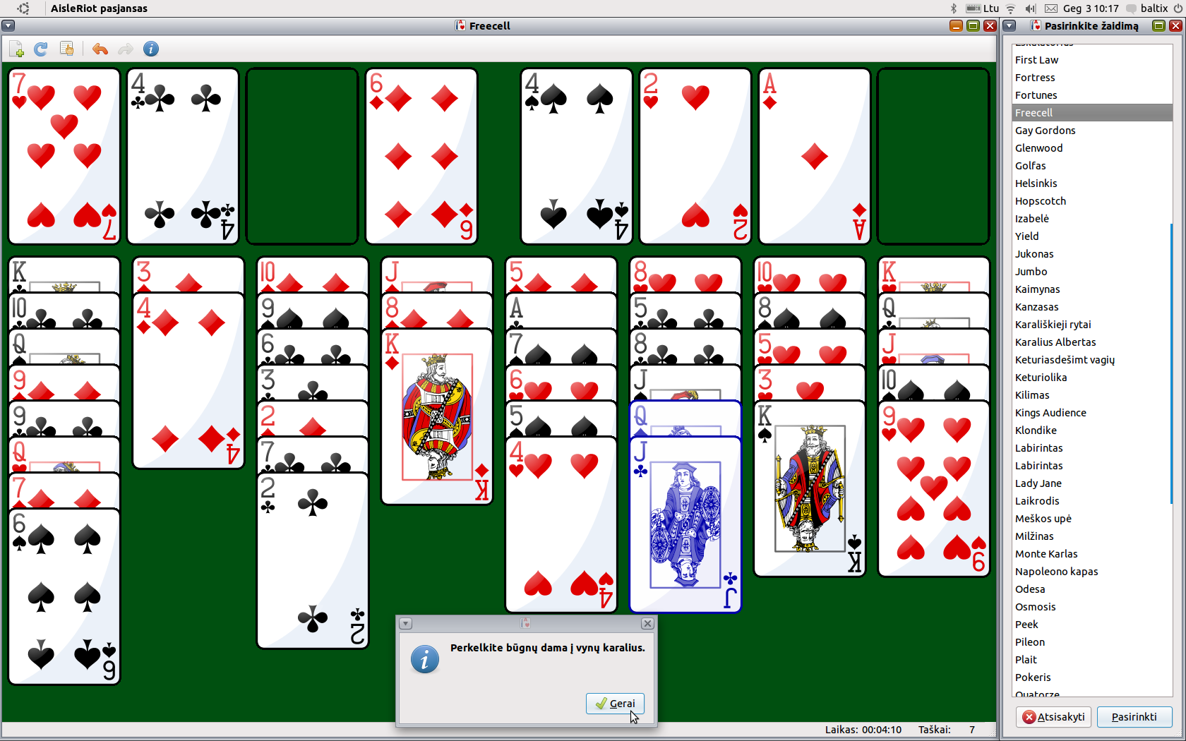 Imagem de referência relacionada a FreeCell, item descrito como jogo de cartas