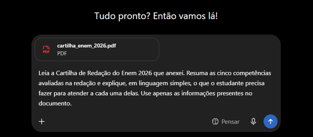 Cartilha pode ser anexada diretamente ao ChatGPT ou Gemini para consulta durante os estudos — Foto: TechTudo/Késya Holanda