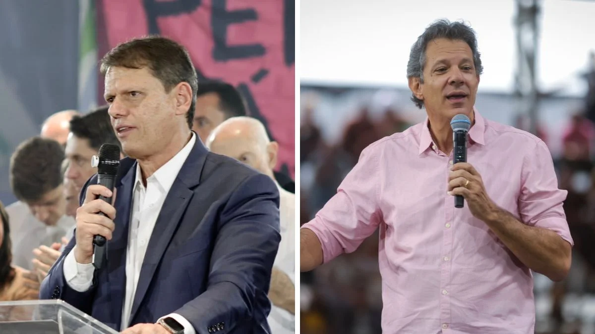Real Time/Big Data em SP: Tarcísio tem 53% no 1º turno, e Haddad soma 36%