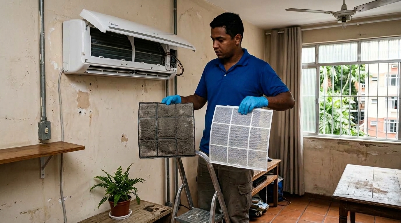 Técnico de ar-condicionado conta que 75% dos chamados são aparelhos que pararam de gelar só porque ninguém limpou o filtro e ensina de quanto em quanto tempo fazer
