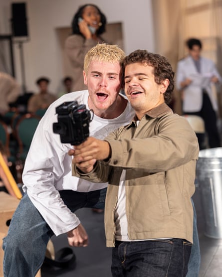 Travis Ross and Gaten Matarazzo in rehearsal for Rent.