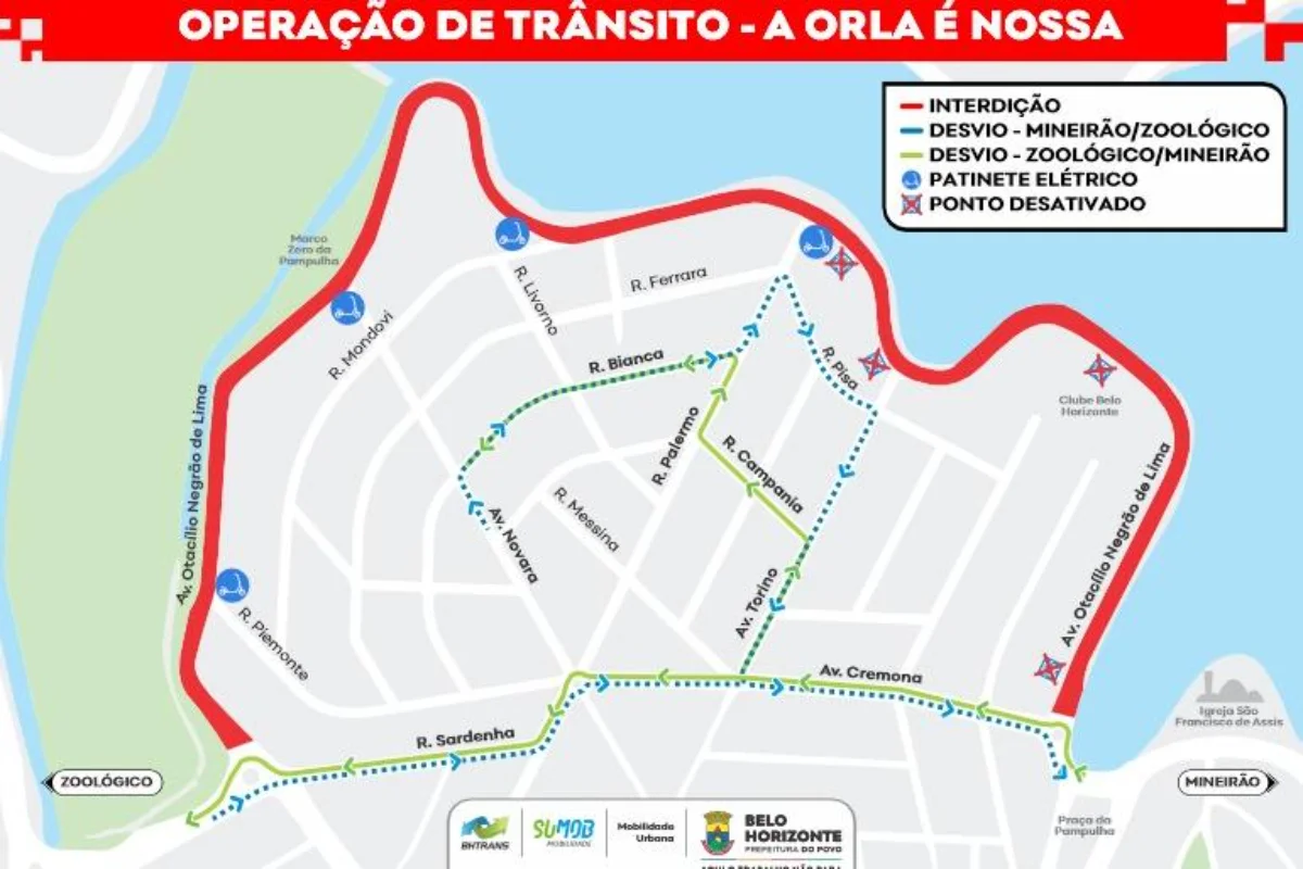 Trecho da Avenida Otacílio Negrão de Lima será reservado para atividades de lazer e esporte das 7h às 13h