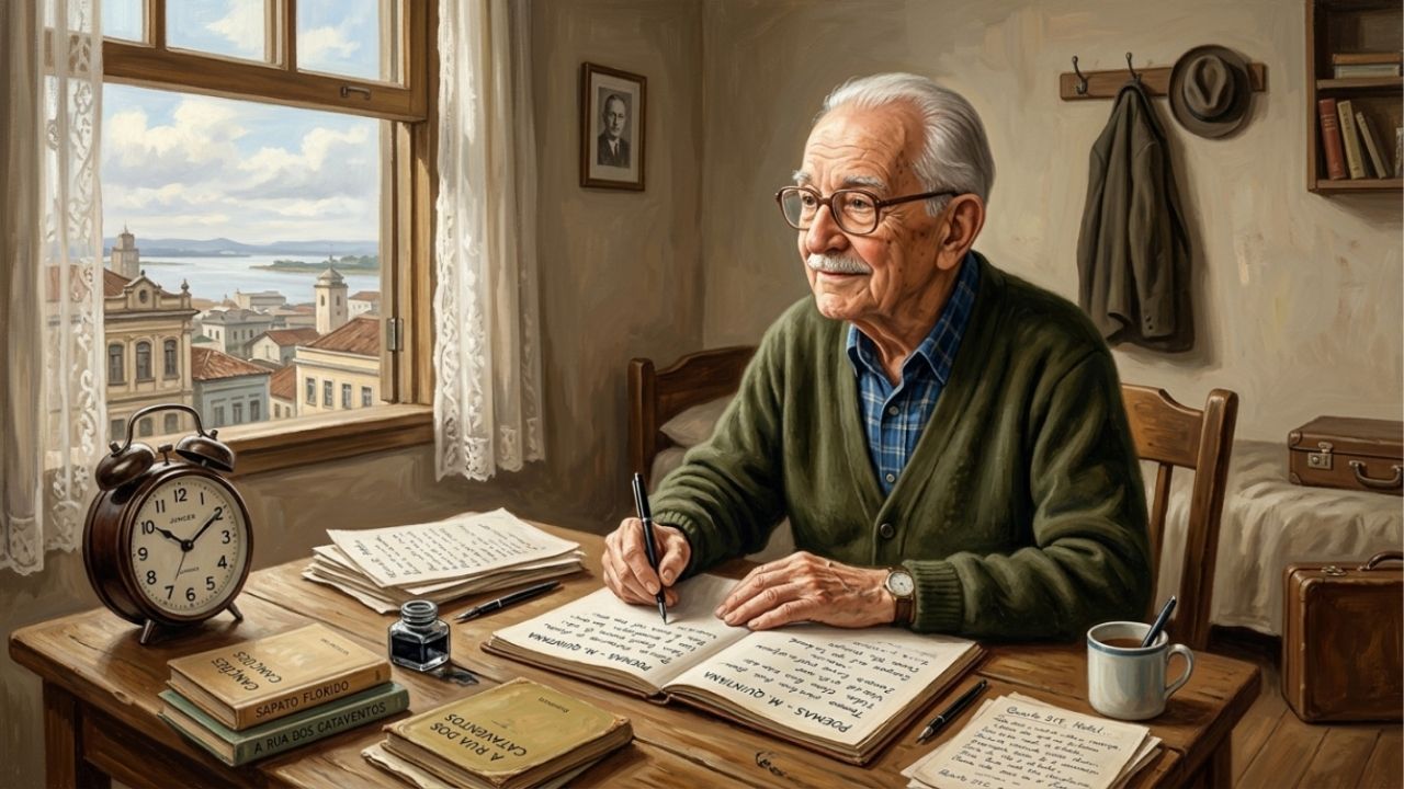 Mário Quintana, poeta brasileiro: frase atribuída ao autor diz que “o tempo é a única coisa que não se pode recuperar, e por isso mesmo é a mais democrática de todas”, uma reflexão para parar de desperdiçar horas com o que não importa
