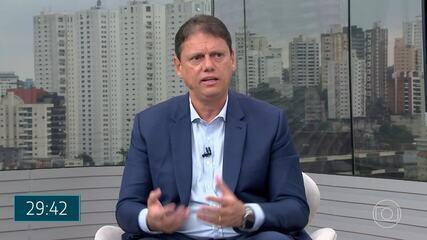 Tarcísio de Freitas (Republicanos) fala sobre população de rua em entrevista à TV Globo