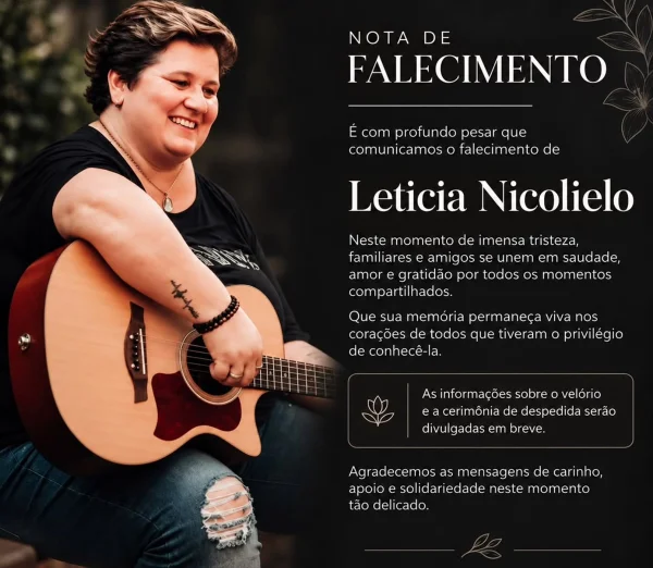 Morre, aos 48 anos, a cantora e violinista Leticia Nicolielo