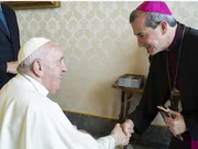 Vicente Ferreira, bispo de Livramento de Nossa Senhora, na Bahia, com papa Francisco