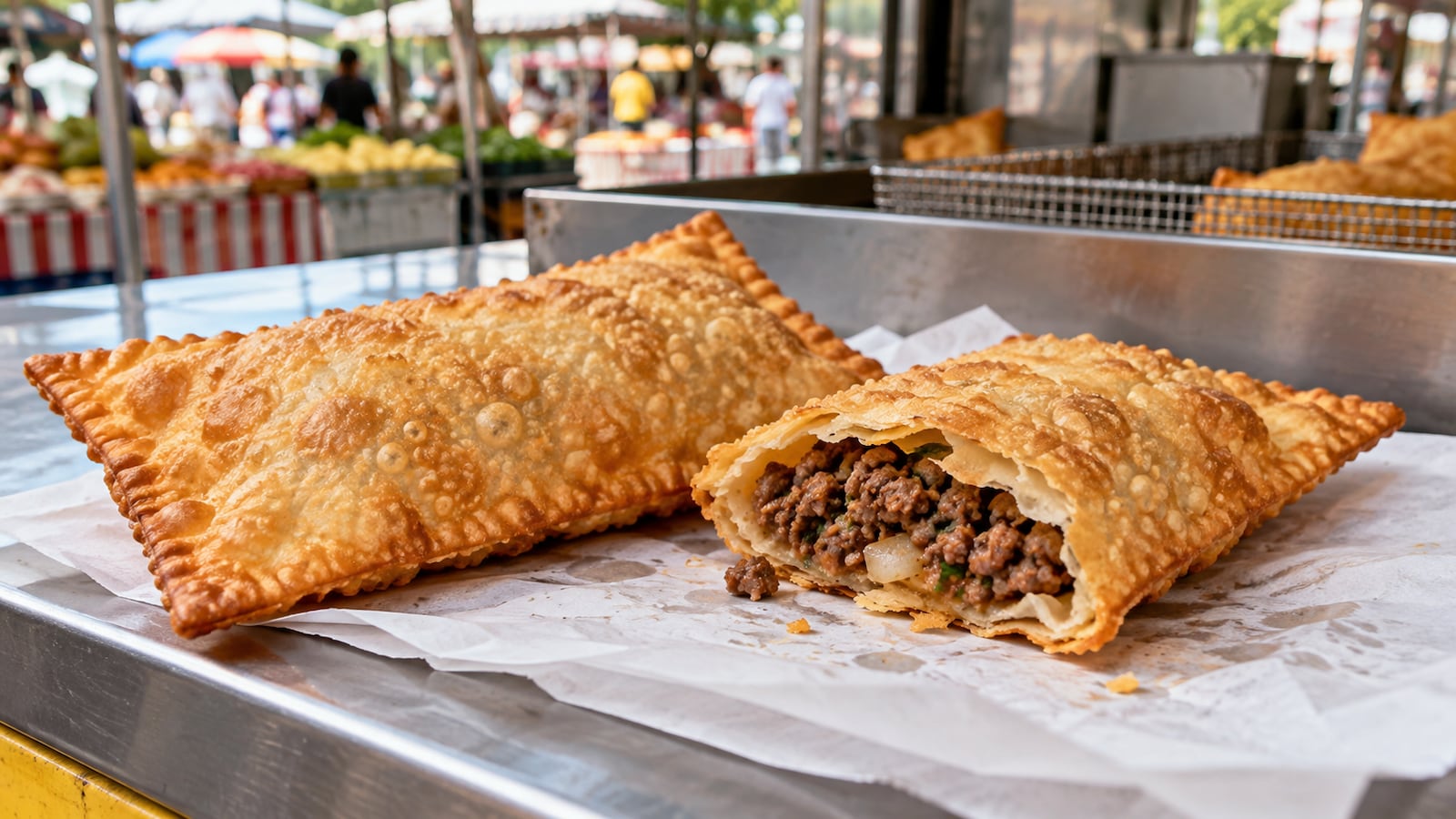 Pastel de carne de feira